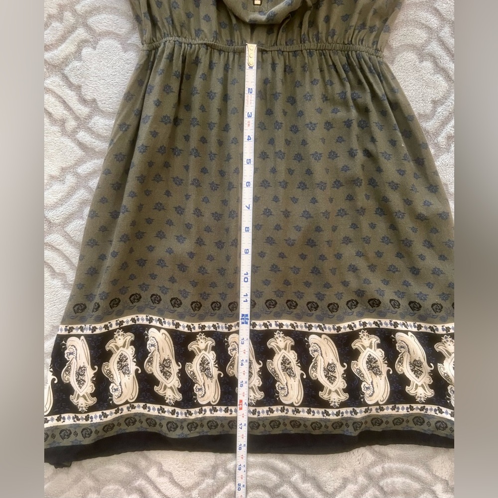 J for Justify Olive Print Zip Front Sleeveless Dress Size M - Picture 8 of 9